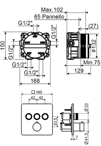 Смеситель для душа Plumberia IXO KITPSB2903CR термостат, хром