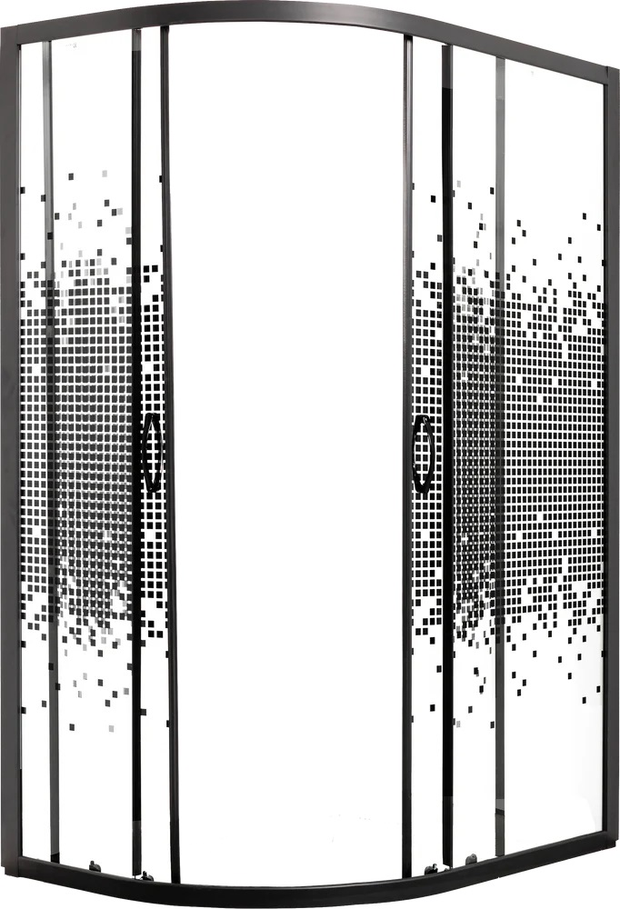 Душевой уголок Мономах ДУ 90/70/180 МЗ BL L/R 90x70 прозрачное с рисунком, черный, 10000008623