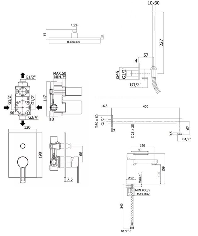 Душевой набор Paffoni Ringo KITRIN015CR071KING душ 30 см, хром