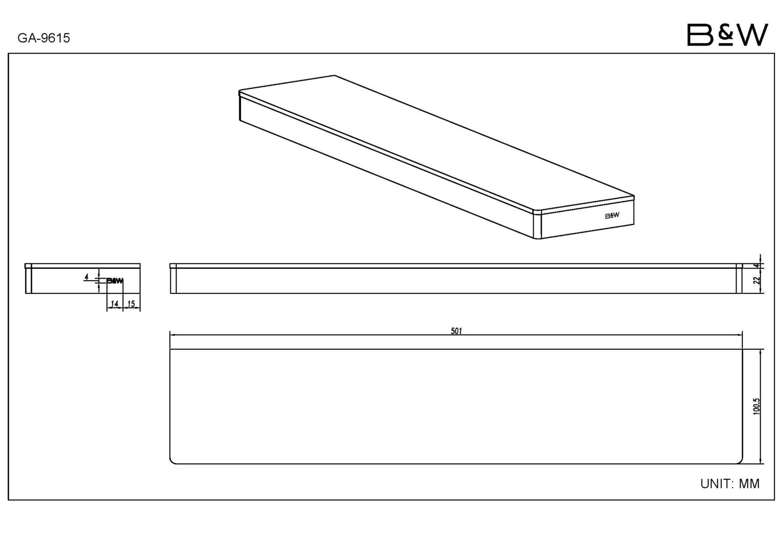 Полка Black&White Gravity GA-9615C хром