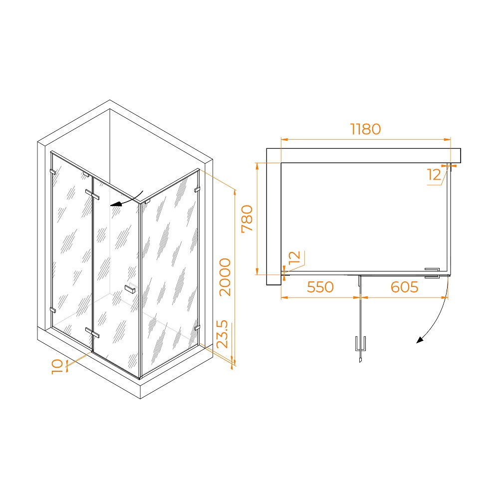 Душевой уголок RGW Stilvol SV-040B 120x80 черный, прозрачное 353204028-14