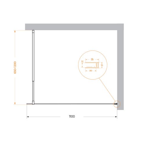 Душевая перегородка Belbagno KRAFT-L-1-110-C-Cr 110x195 прозрачная, хром