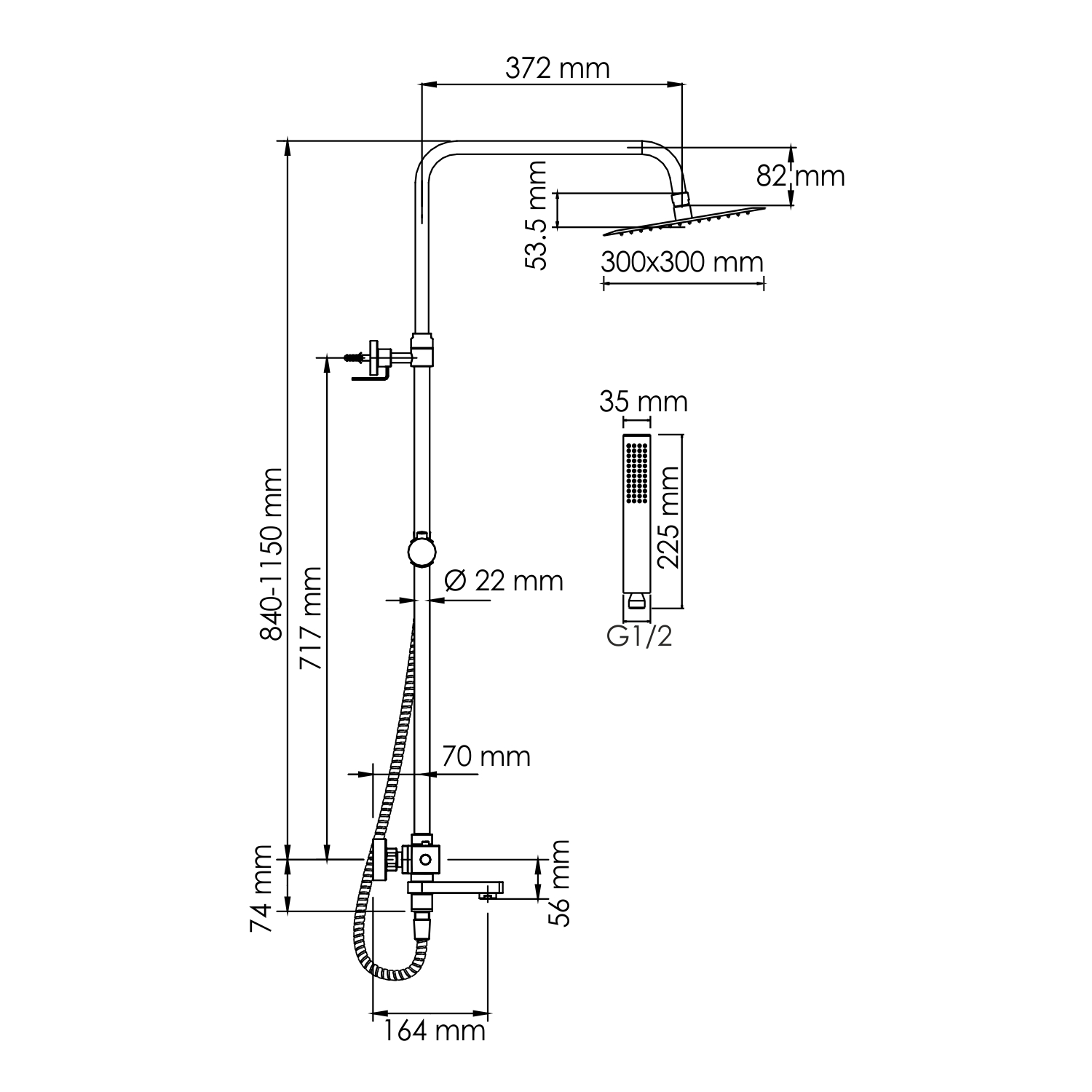 Душевая стойка WasserKRAFT A199.118.103.010.CH Thermo с термостатом, хром