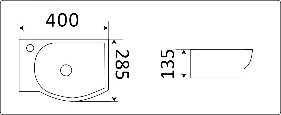 Раковина CeramaLux N78404R 40.5 см правая