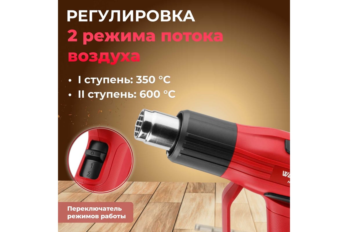 Строительный фен Wortex термовоздуходувка HG 6020-1 0334327