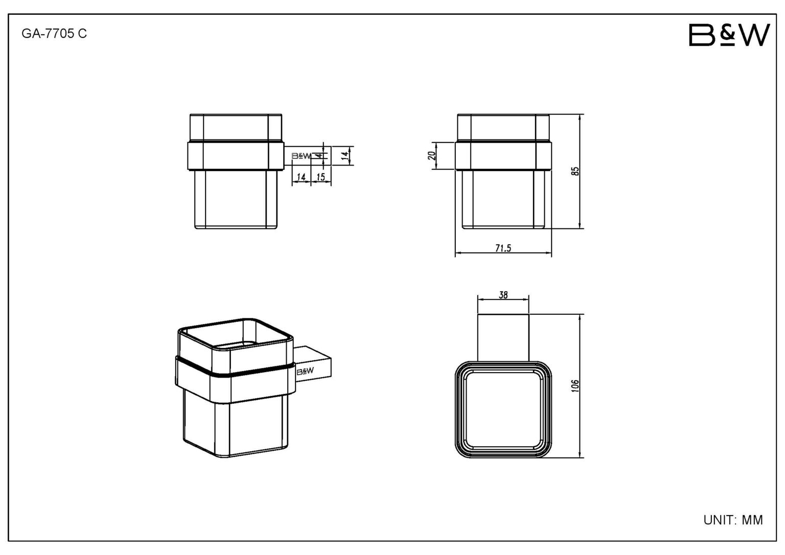 Набор аксессуаров для ванной комнаты Black&White Gravity GA-7710C хром