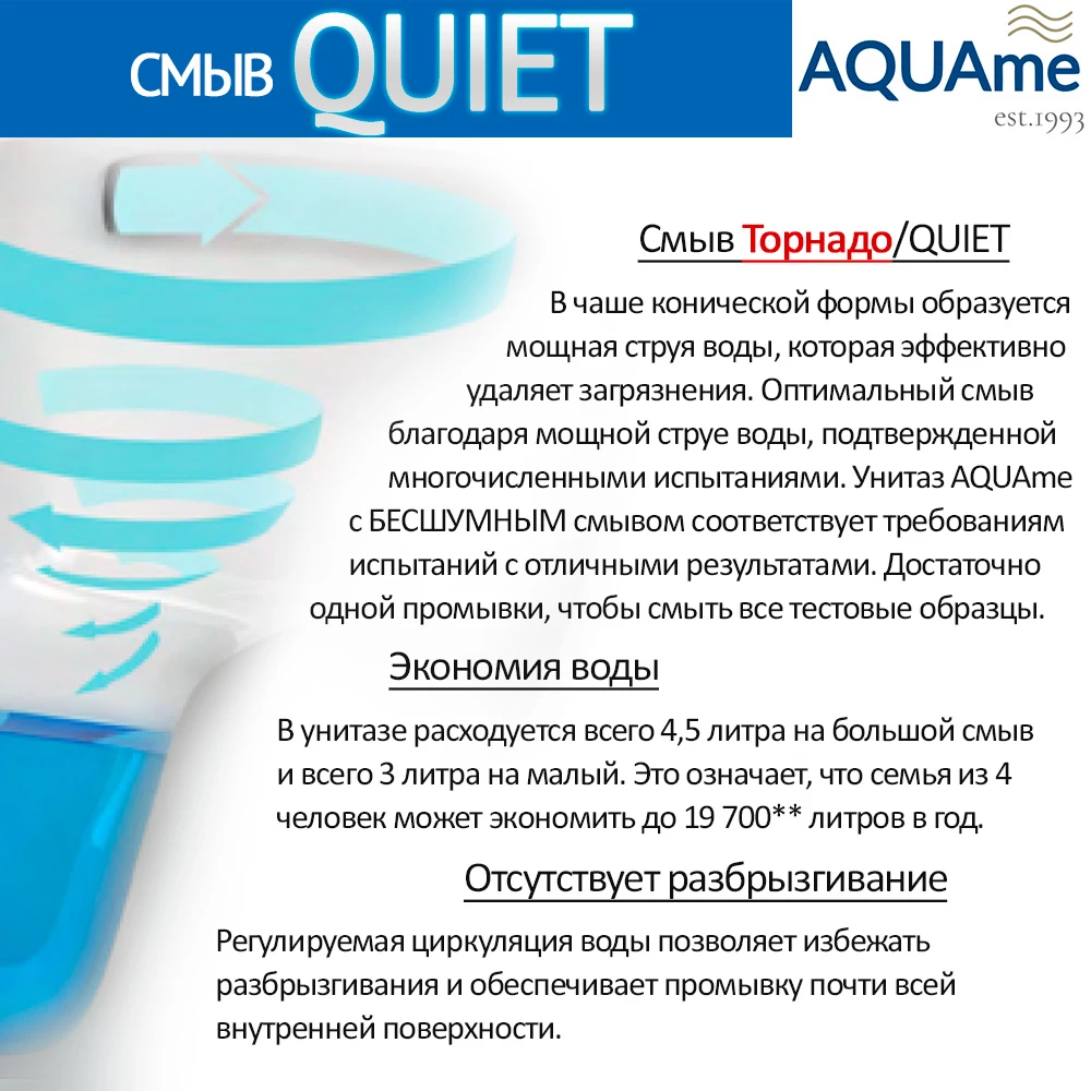 Подвесной унитаз AQUAme AQM2012 безободковый, Quiet, с сиденьем микролифт