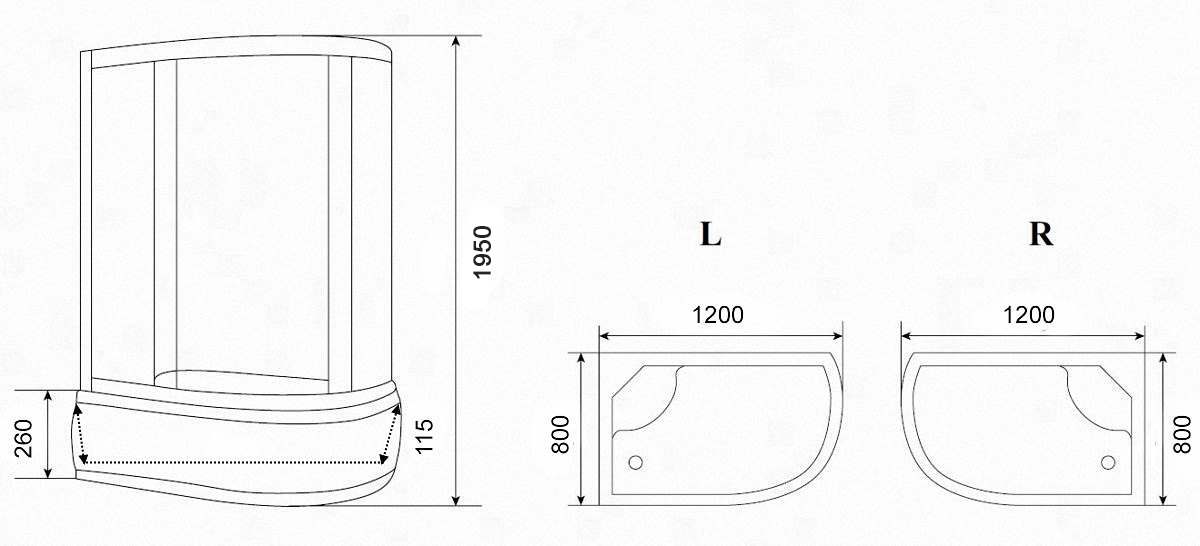 Душевой уголок Parly ZEM120P-L 120x80 с рисунком, левый