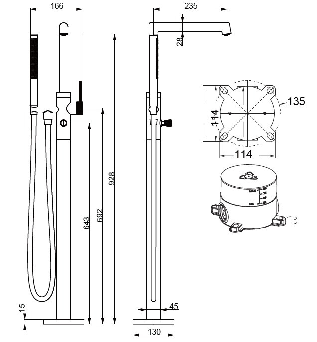 Напольный смеситель Vincea Rim VTF-2RMCH хром