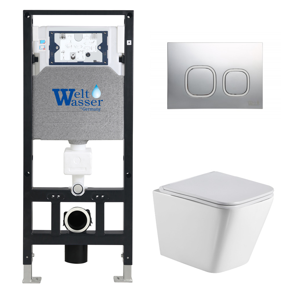 Комплект Weltwasser 10000006776 унитаз Gelbach 004 GL-WT + инсталляция + кнопка Amberg RD-CR