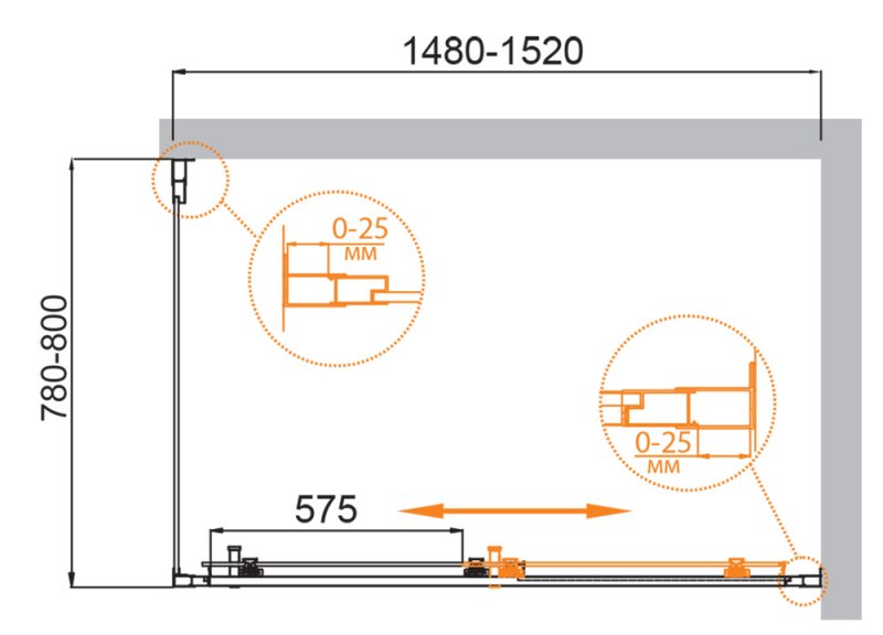 Душевой уголок Cezares MOLVENO-AH-11-150/80-P-Cr 150x80 рифленый