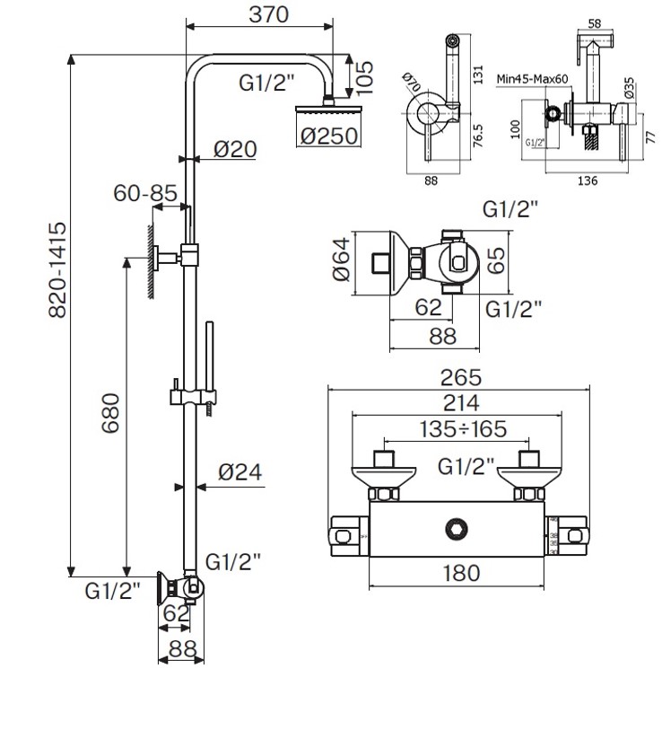 Душевой набор Plumberia IXO KITZXO6302BO белый матовый