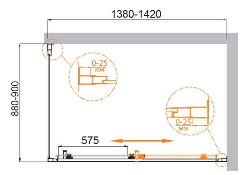 Душевой уголок Cezares MOLVENO-AH-11-140/90-C-BORO-IV 140x90 прозрачный, брашированное золото