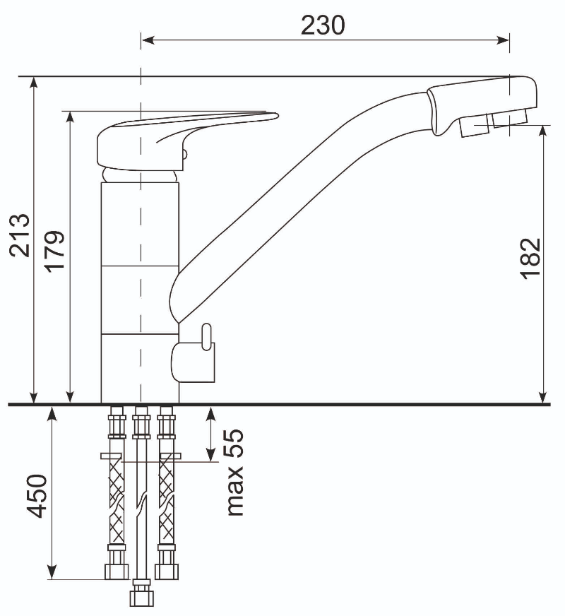 Смеситель для кухни Ulgran Quartz UQ-010-04 с дополнительным краном, платина