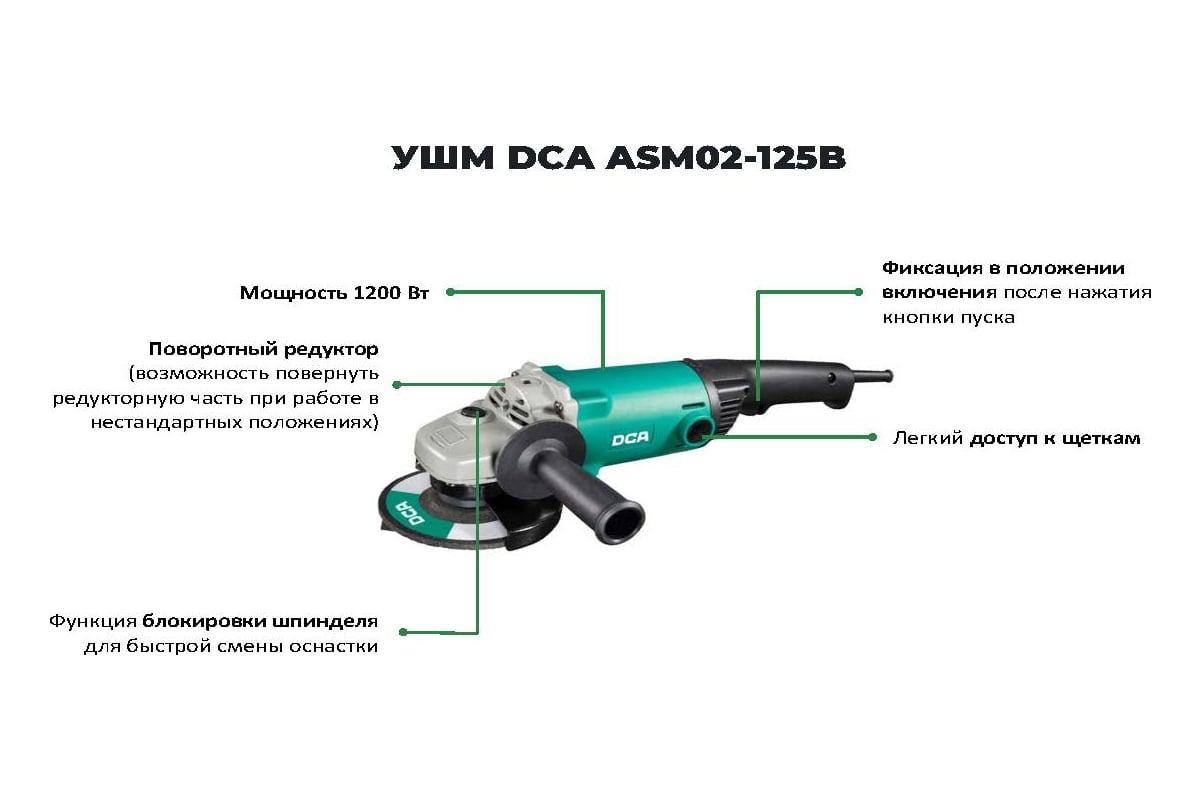 Угловая шлифовальная машина DCA ASM02-125B