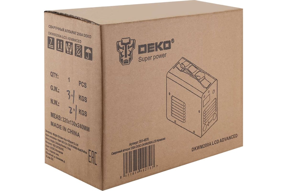 Сварочный аппарат Deko 200А DKWM200A LCD Advanced 051-4676