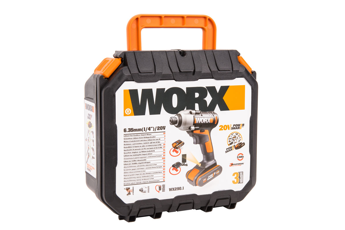 Аккумуляторный винтоверт Worx Impact 20 В, 1x2 Ач, кейс WX290.1