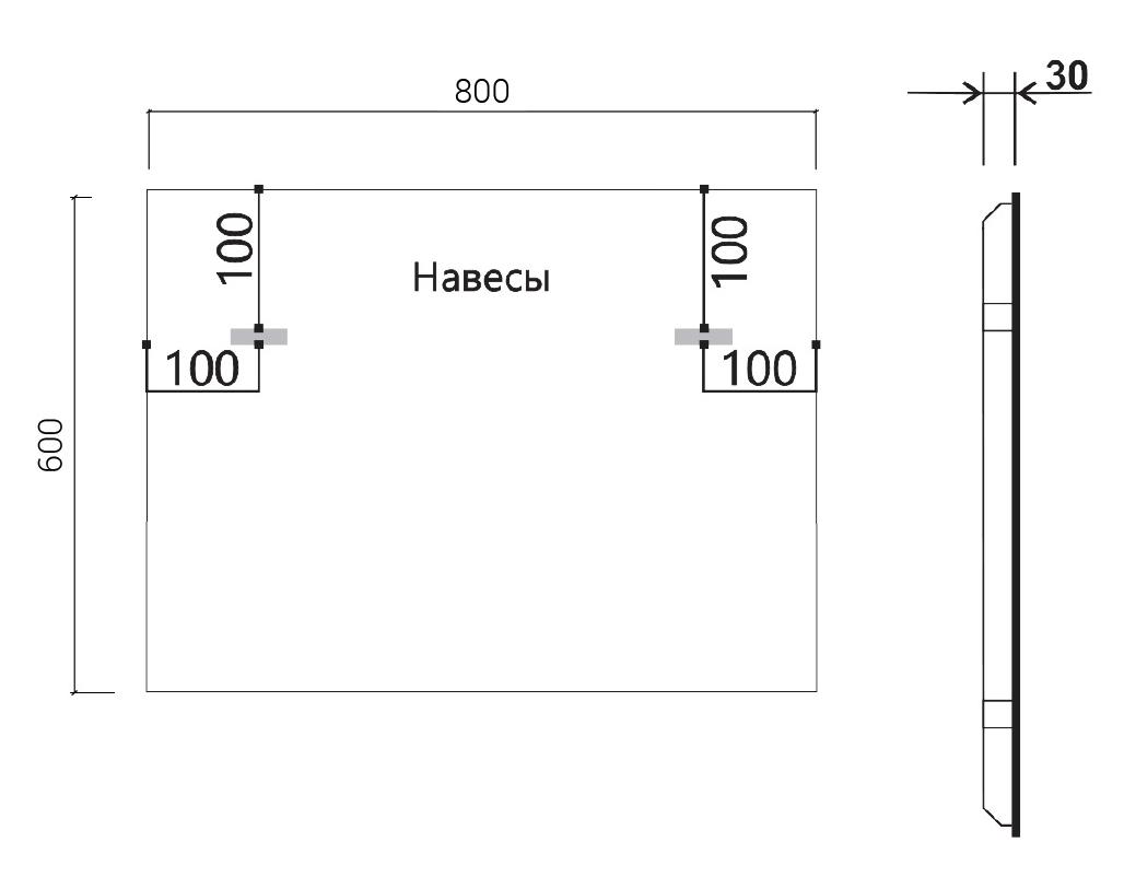 Зеркало Vincea VLM-3VN800B-2 80x60 см, сенсорный выключатель и диммер, антипар, черный