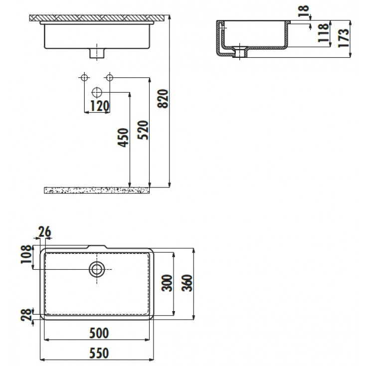 Раковина Creavit TP730-00CB00E-0000 55 см (30x50)