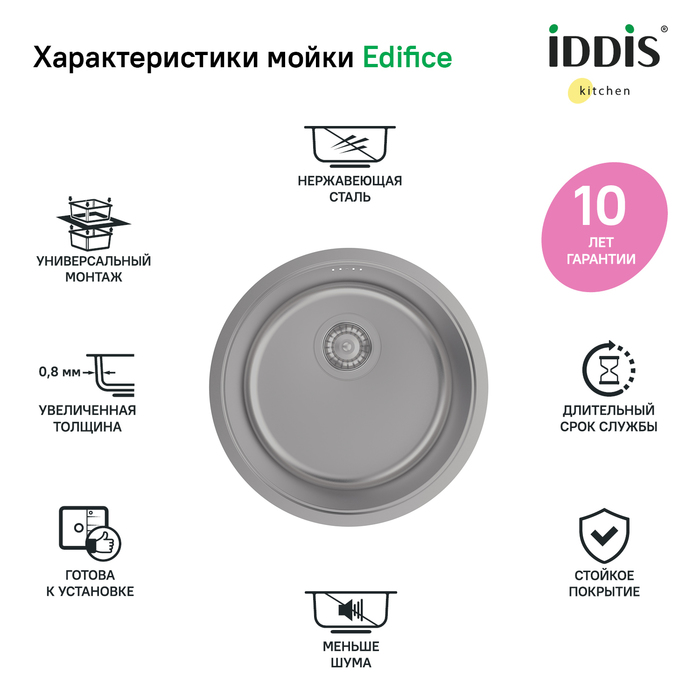 Кухонная мойка Iddis Edifice EDI42G0i77 42 см графит