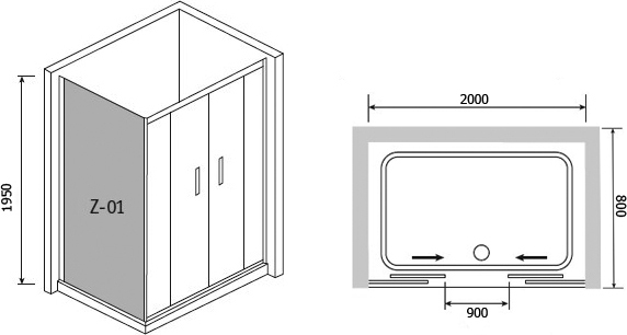 Душевой уголок RGW Passage PA-41 200x80 хром, прозрачное