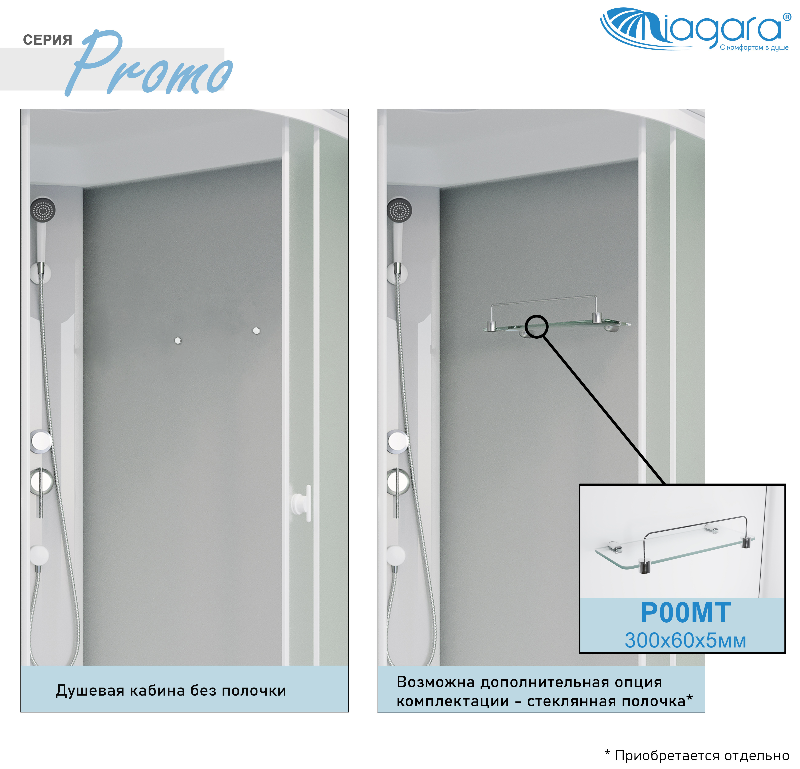 Душевая кабина Niagara Promo P100/40/MT 100x100 стекло матовое, без г/м