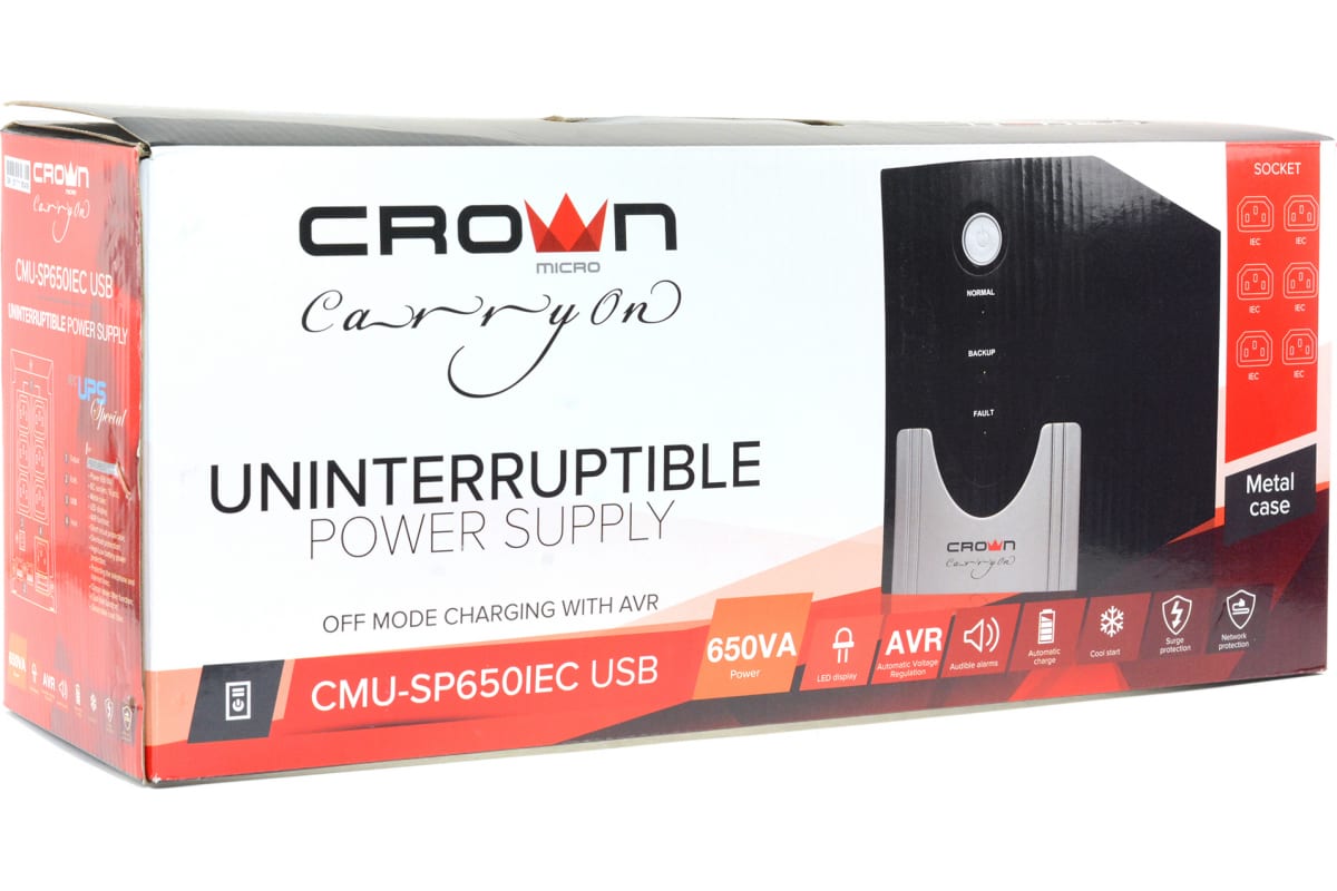 Источник бесперебойного питания Crown Micro CMU-SP650IEC USB CM000001862