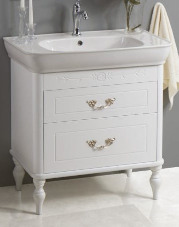 Тумба с раковиной BelBagno Prado 80 см Bianco Lucido, фигурные ножки