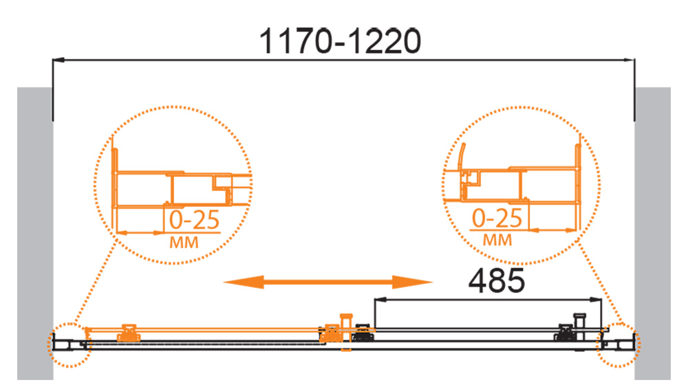 Душевая дверь Cezares MOLVENO-BF-1-120-C-GM-IV 120x195, прозрачная, оружейная сталь