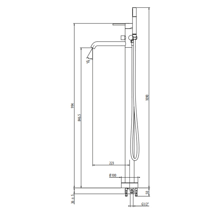 Напольный смеситель Gattoni Circle Two 9108/91NO черный