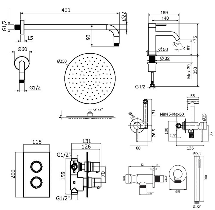 Душевой набор Plumberia IXO KITZXOT18QCR53 хром