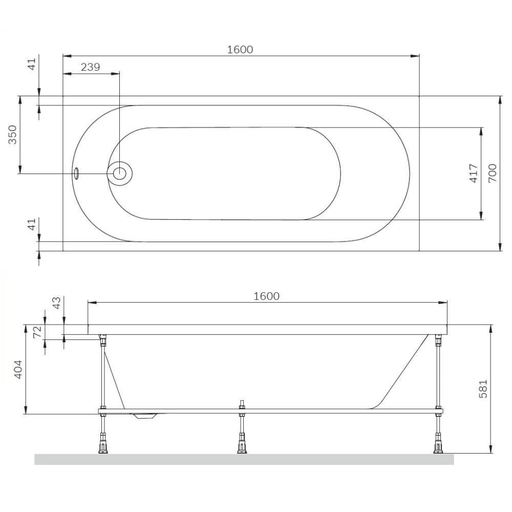 Акриловая ванна Am.Pm X-Joy W94A-160-070W-A1 160x70 см