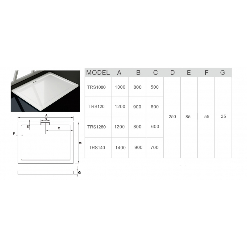 Поддон для душа WeltWasser TRS 120x90