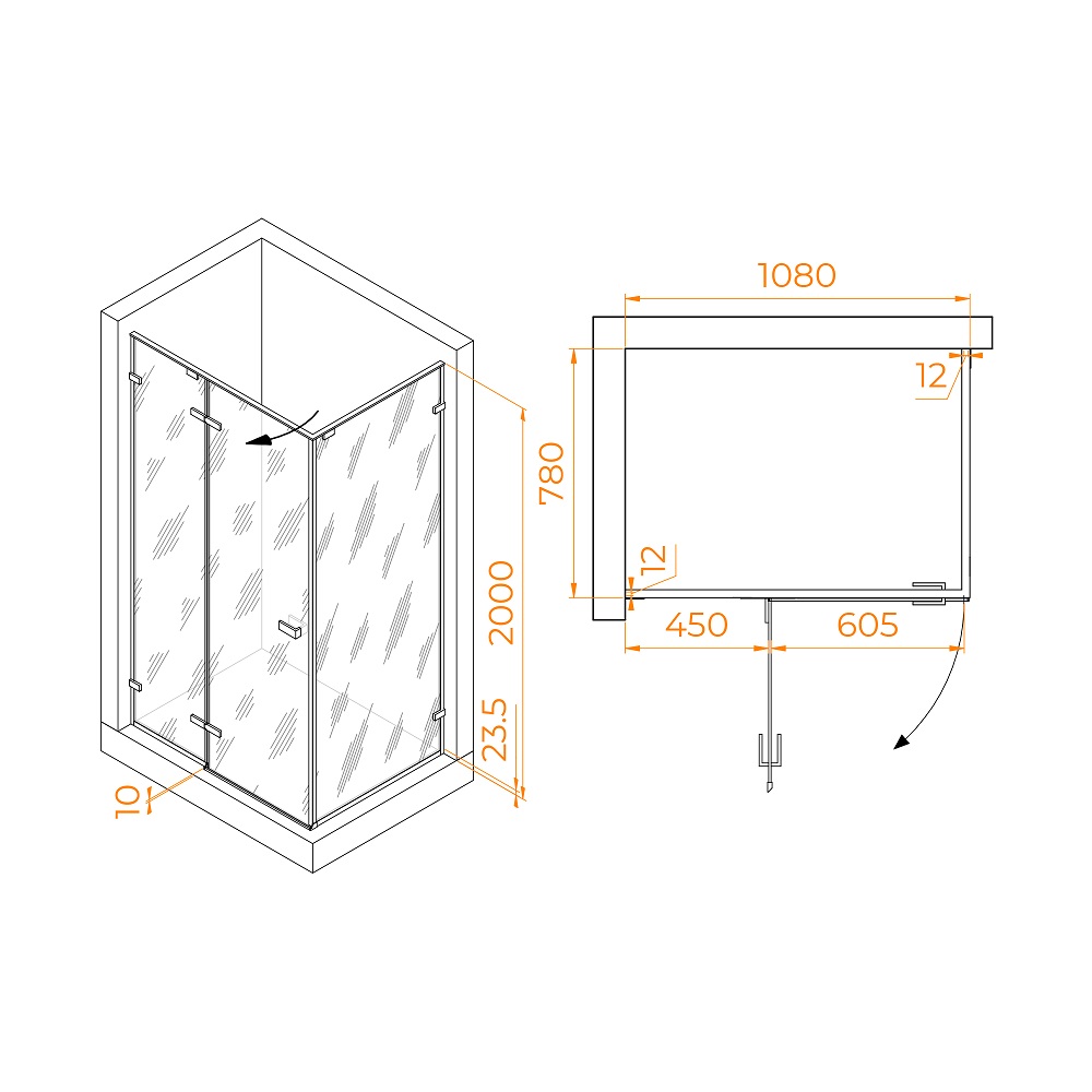 Душевой уголок RGW Stilvol SV-040B 110x80 черный, матовое 353204018-24