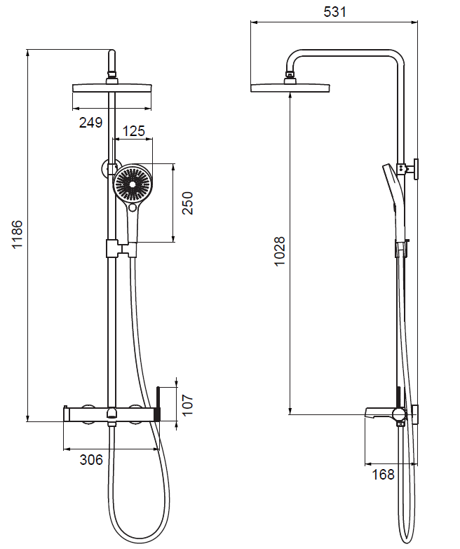 Душевая стойка Vincea Rim VSFS-2RM1GM вороненая сталь