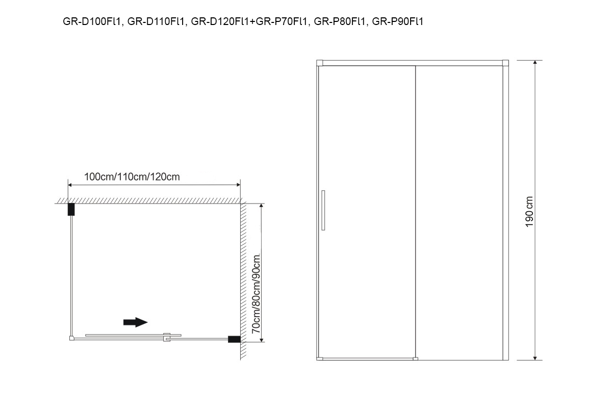 Душевая дверь Grossman Fly 120x190, прозрачное, хром GR-D120Fl1