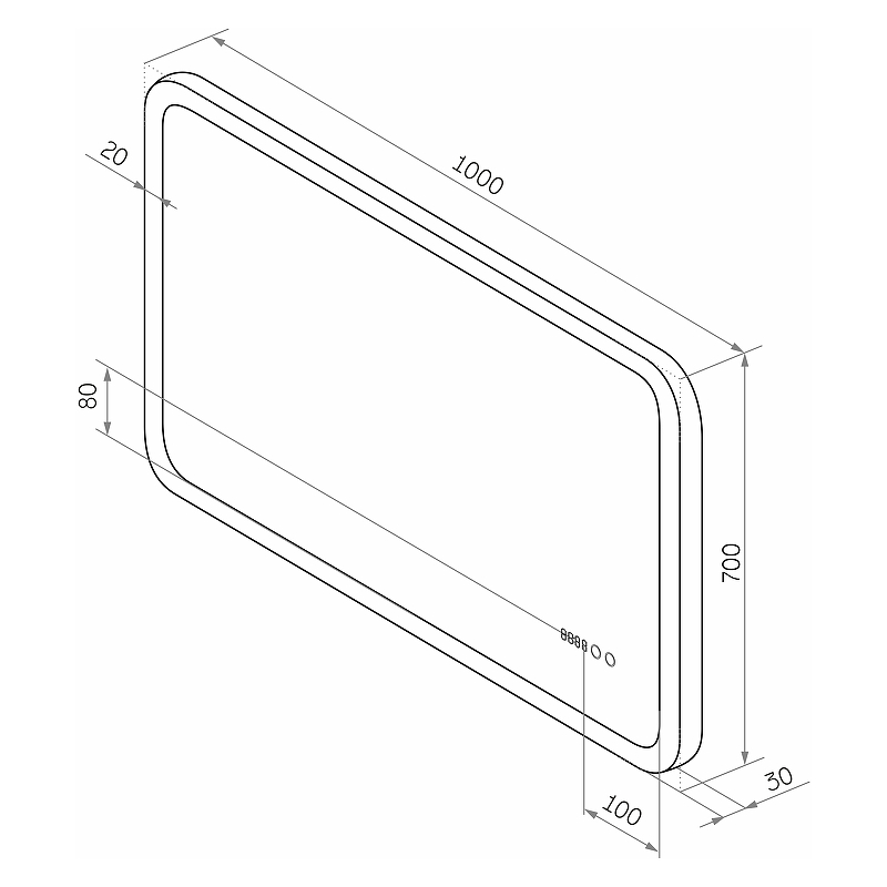 Зеркало Континент Demure Led 100x70 см с подсветкой, антипар, часы ЗЛП601