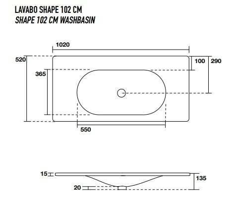 Тумба с раковиной Kerasan Shape 102 см белый/дуб