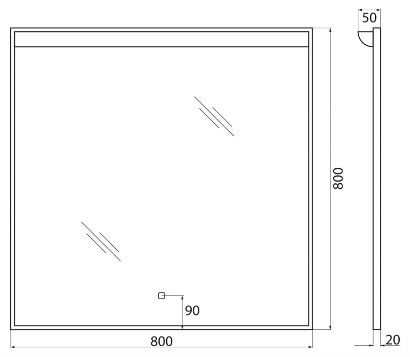 Зеркало BelBagno SPC-UNO-800-800-TCH 80x80 см, с подсветкой