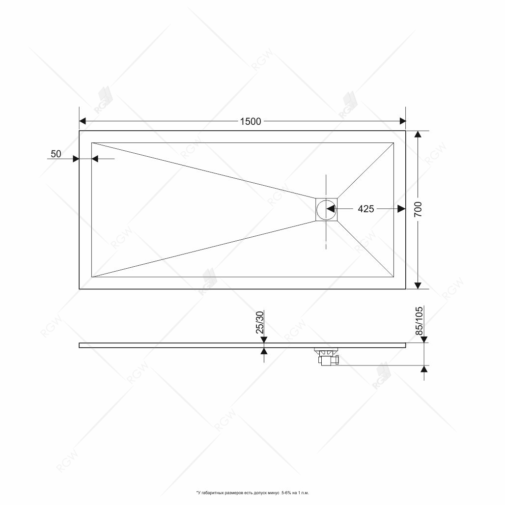 Поддон для душа RGW Stone Tray ST-0157W 70x150 белый