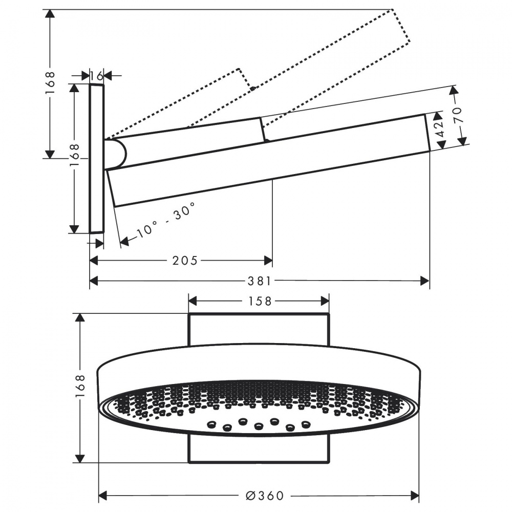 Верхний душ Hansgrohe Rainfinity 360 3jet 26234140 шлифованная бронза