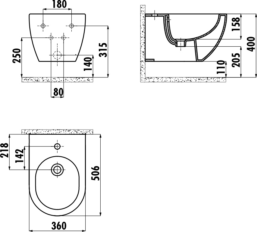 Напольное биде Creavit Klasik KL500-00CB00E-WA00 Vercaci золото