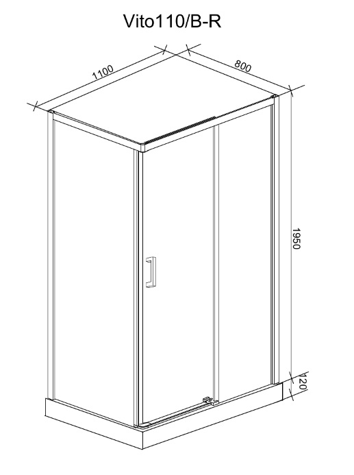 Душевой уголок Cerutti Vito 110x80 R, прозрачный, черный