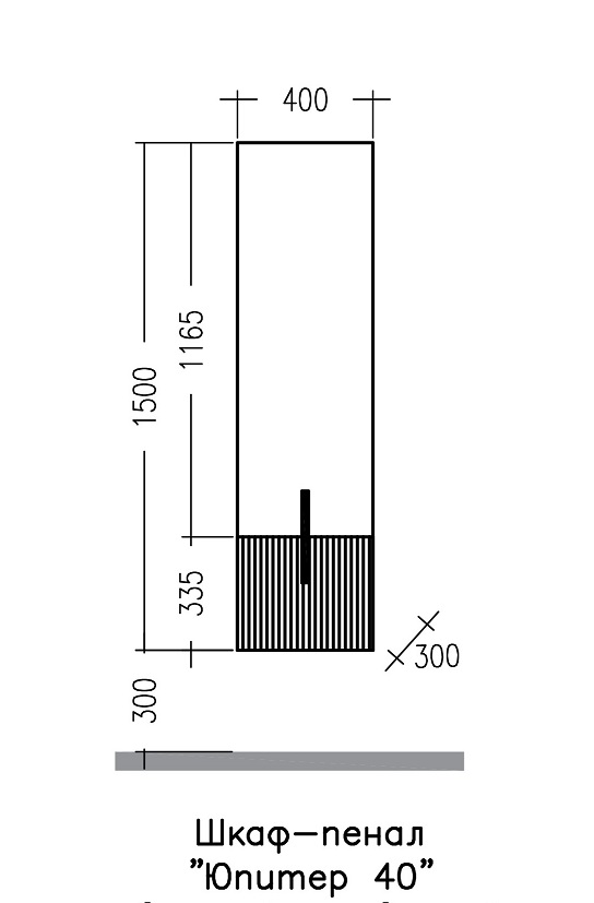 Шкаф пенал Санта Юпитер 40 см темный 700365
