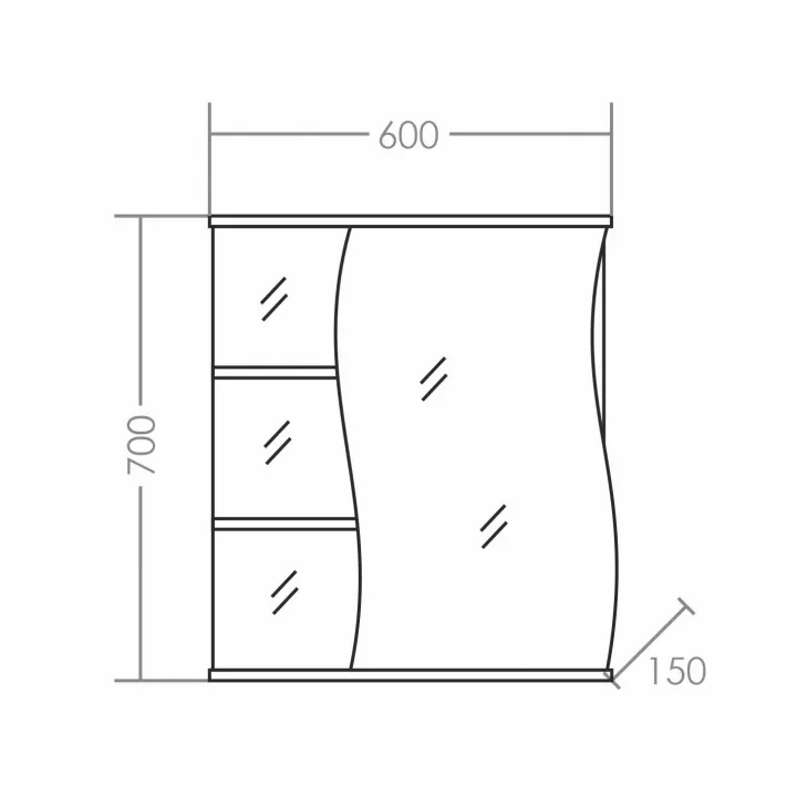 Зеркальный шкаф Санта Волна 101014 60 см, правый