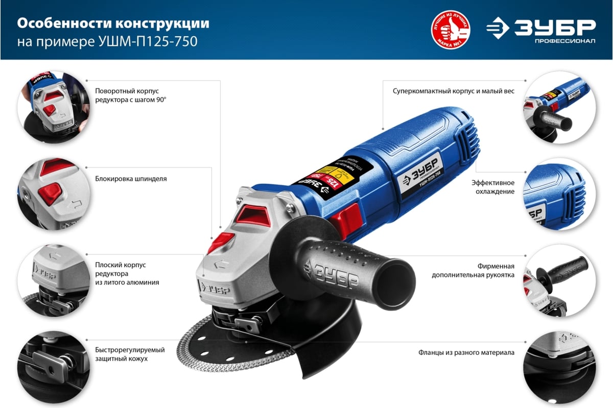 Углошлифовальная машина Зубр 115 мм УШМ-П115-750