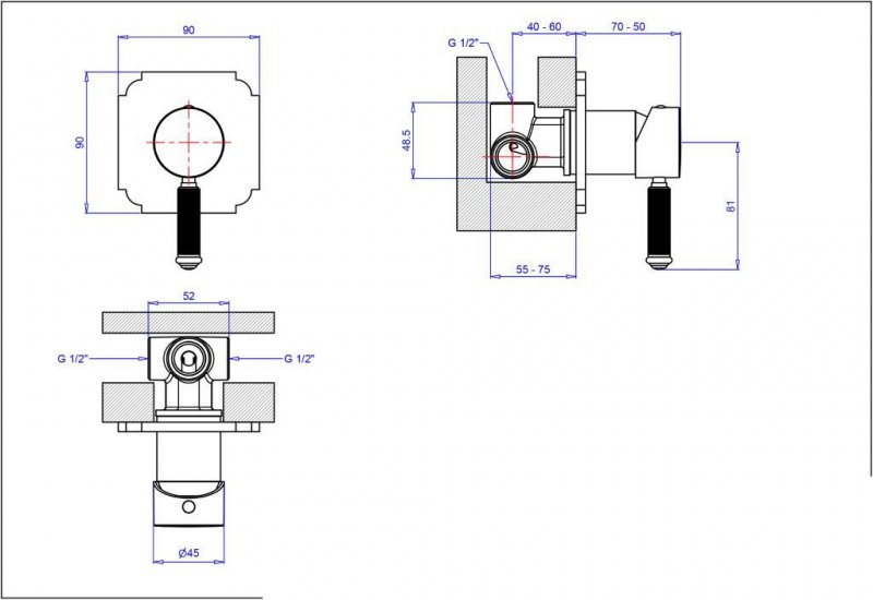 Смеситель для душа Bugnatese Olimp OLIMP-DIM2-03/24-L золото 24 карат