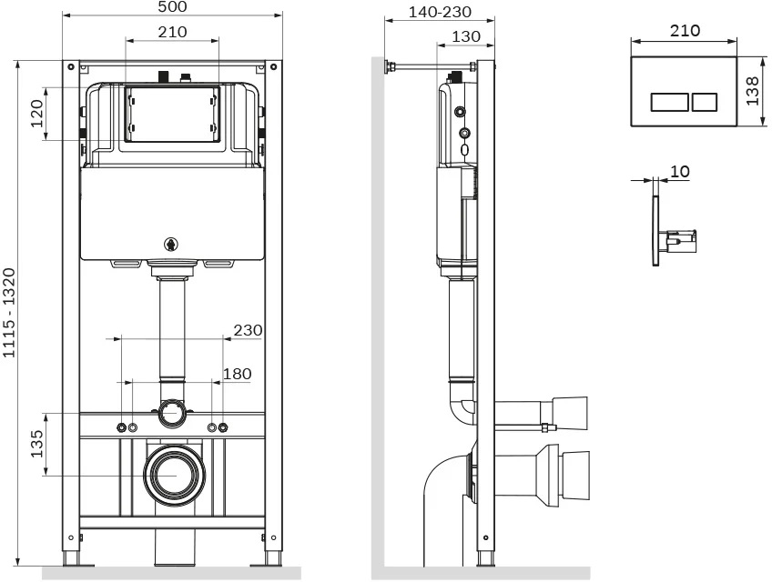 Инсталляция для унитаза Am.Pm Pro I012704.7031 с клавишей, никель