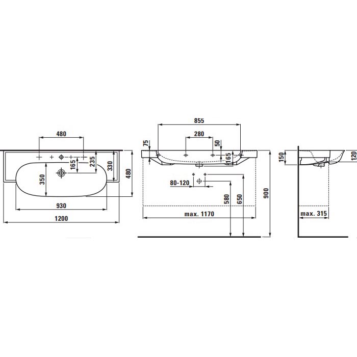 Раковина Laufen Classic 8.1385.8.000.104.1 120 см