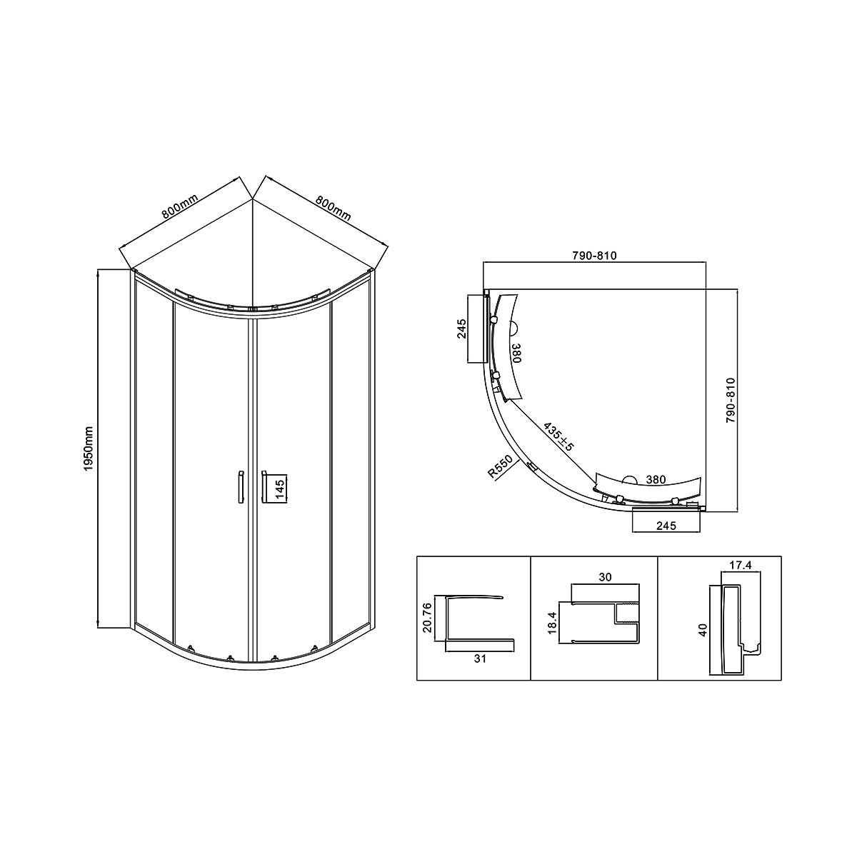 Душевой уголок Vincea City VSQ-5CT800MT 80x80 хром, текстурное